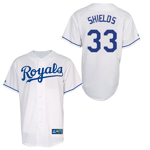 James Shields #33 Youth Baseball Jersey-Kansas City Royals Authentic Home White Cool Base MLB Jersey
